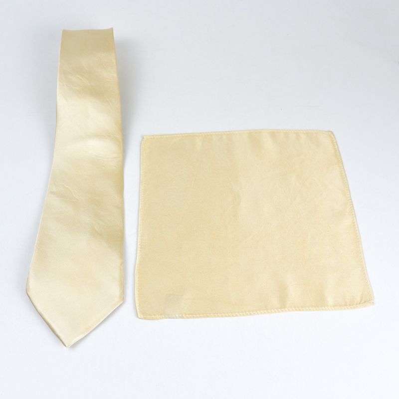 Hodvábna kravata a vreckovka v béžovej farbe, Slovenská výroba 100% hodváb