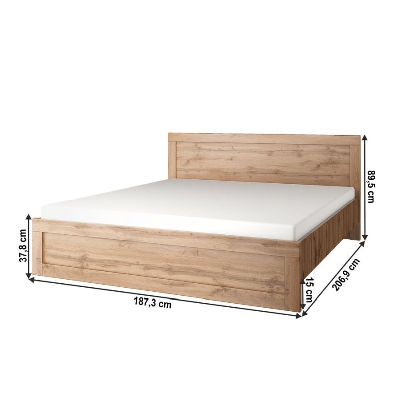 Manželská posteľ, 180x200, s roštom, dub wotan, MORATIZ