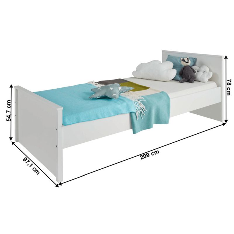 Posteľ, 90x200, biela, OLJE