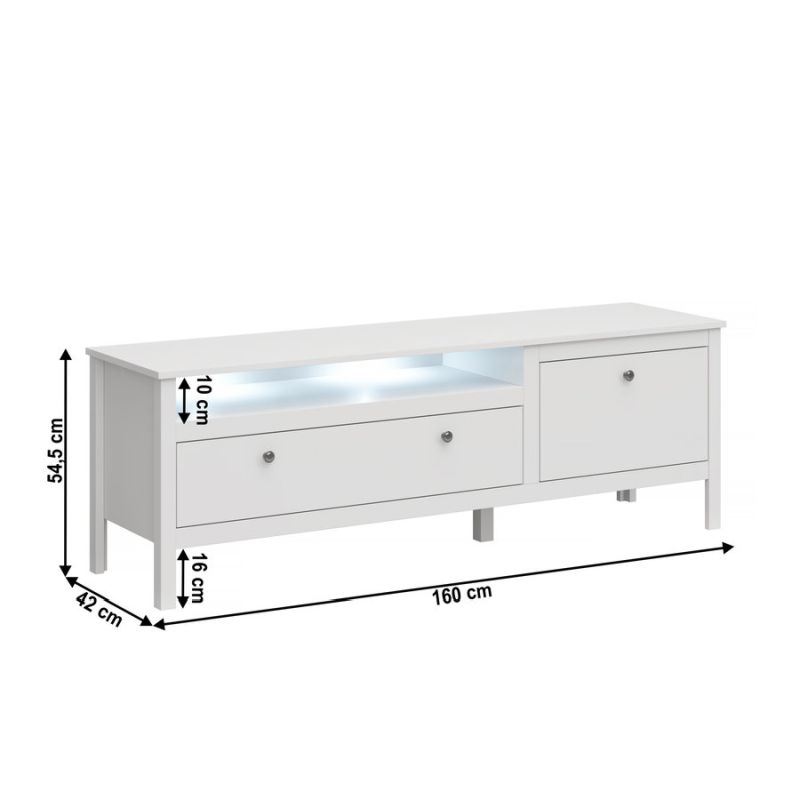 TV stolík, 160cm, biely, OLJE 1S1K