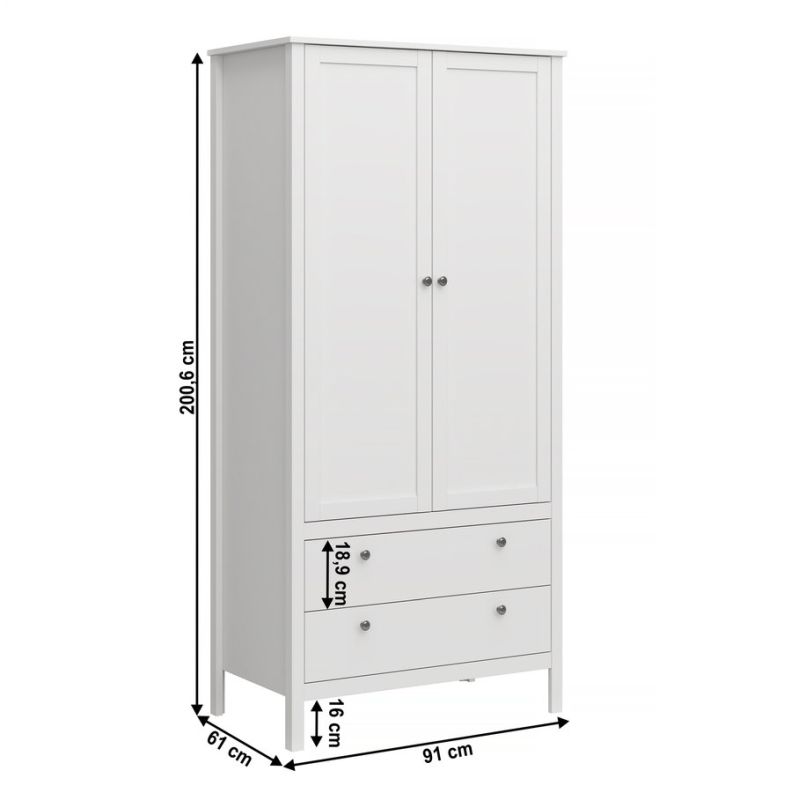 Skriňa, 91cm, kombinovaná, biela, OLJE 2D2S