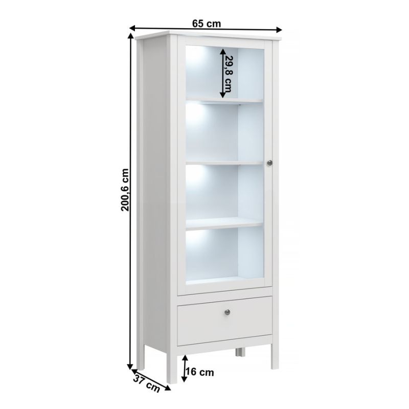 Vitrína, 65cm, biela, OLJE 1W1S