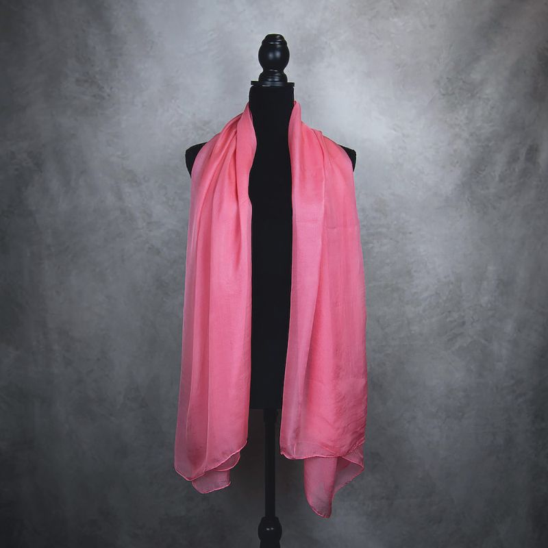 Luxusný hodvábny šál LOSOSOVÝ 180 x 110cm, Ručná výroba na Slovensku