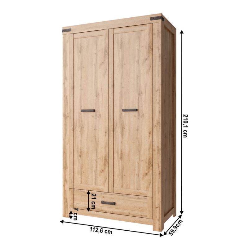 Skriňa, 112cm, vešiaková, dub wotan, MORATIZ 2D1S