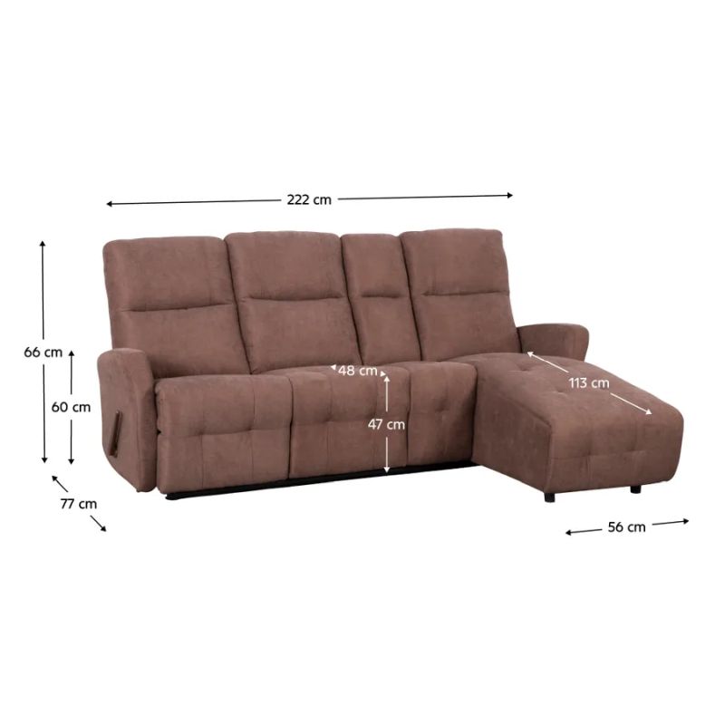 Nastaviteľná rohová sedacia súprava, hnedá látka, pravá, TROJAN ROH
