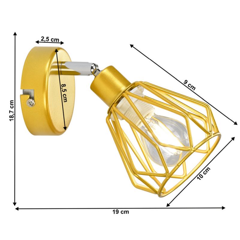 Nástenná lampa, zlatá, kov, OKIRA TYP 2