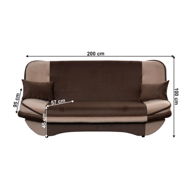 Rozkladacia pohovka, látka sivohnedá Taupe, hnedá, GURU