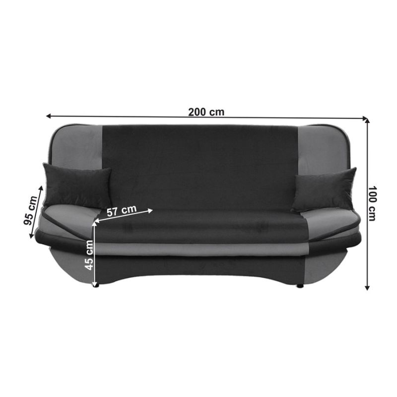 Rozkladacia pohovka, látka svetlosivá, tmavosivá, GURU