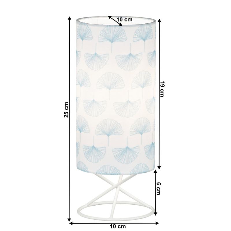 Stolná lampa, kov, biele textilné tienidlo, AVAM