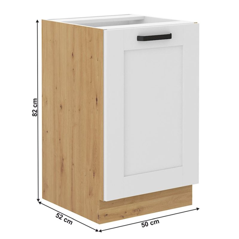 Drezová skrinka, 50cm, biela, dub artisan, LULA 50 ZL 1F BB