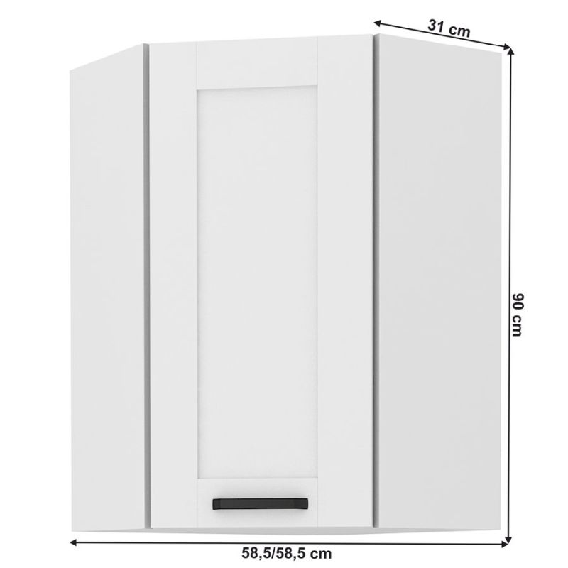 Horná skrinka rohová, 58cm, biela, LULA 58x58 GN-90 1F