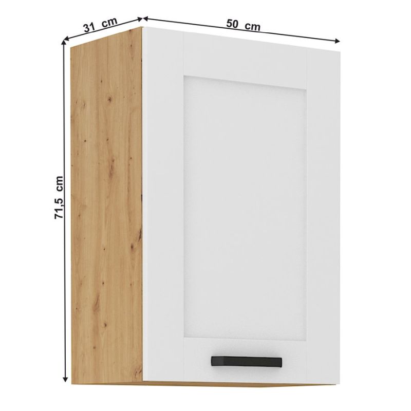 Horná skrinka, 50cm, biela, dub artisan, LULA 50 G-72 1F