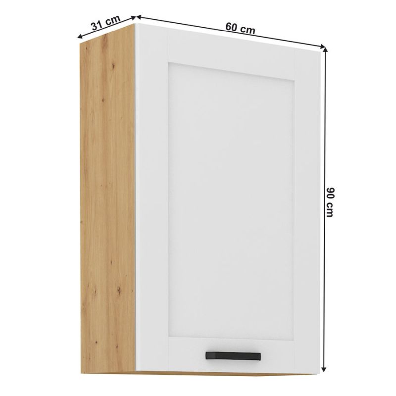 Horná skrinka, 60cm, biela, dub artisan, LULA 60 G-90 1F