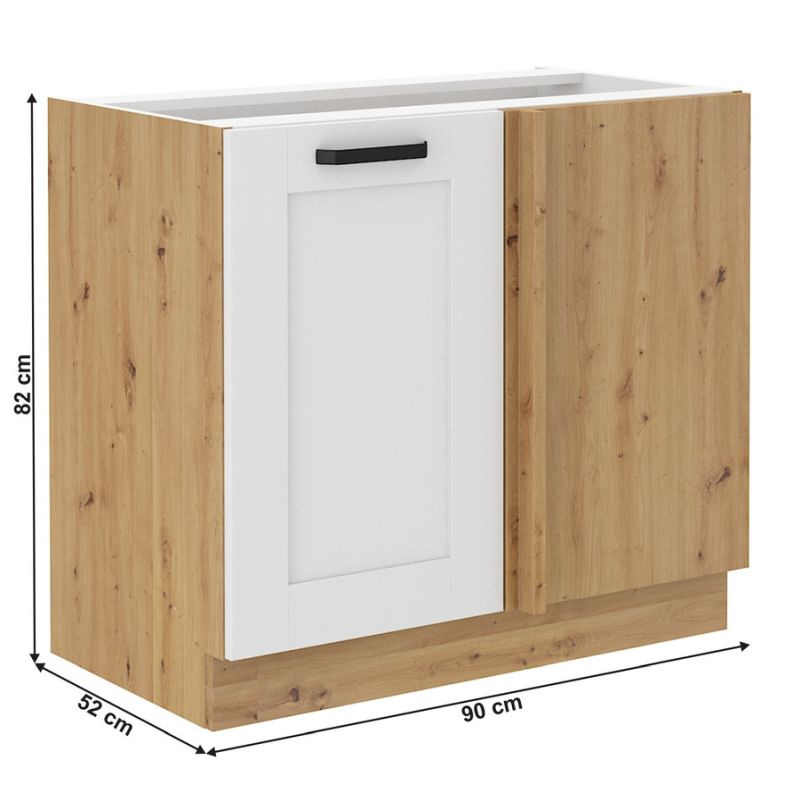 Spodná skrinka, 90cm, biela, dub artisan, LULA 105 ND 1F BB