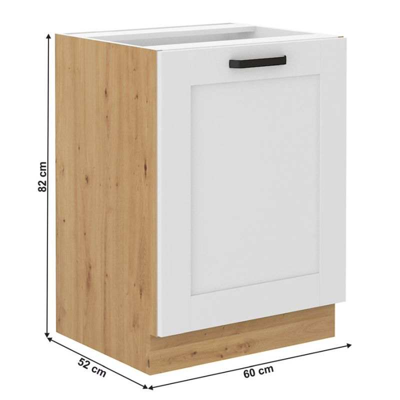 Spodná skrinka, 60cm, biela, dub artisan, LULA 60 D 1F BB