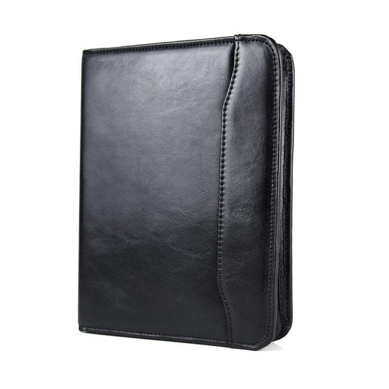 Kožený pracovný diár na zips v čiernej farbe