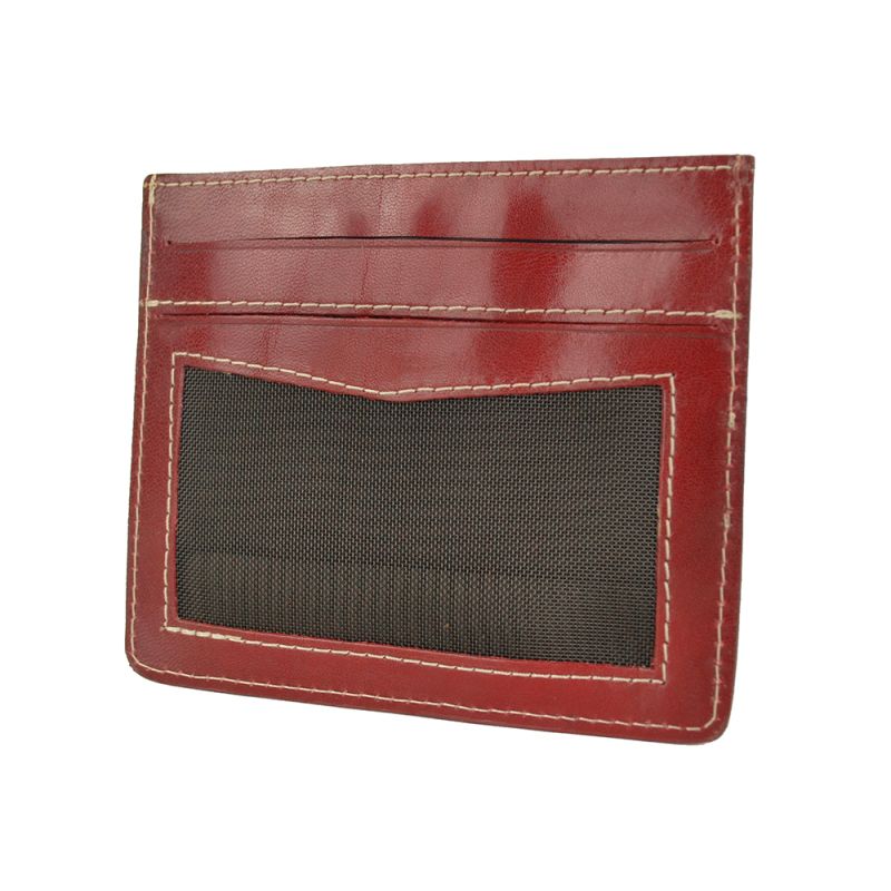 Jednoduché púzdro na karty z pravej kože v bordovej farbe