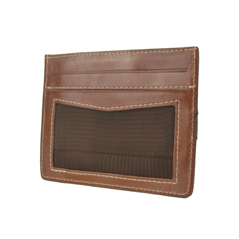 Jednoduché púzdro na karty z pravej kože vo svetlo hnedej farbe