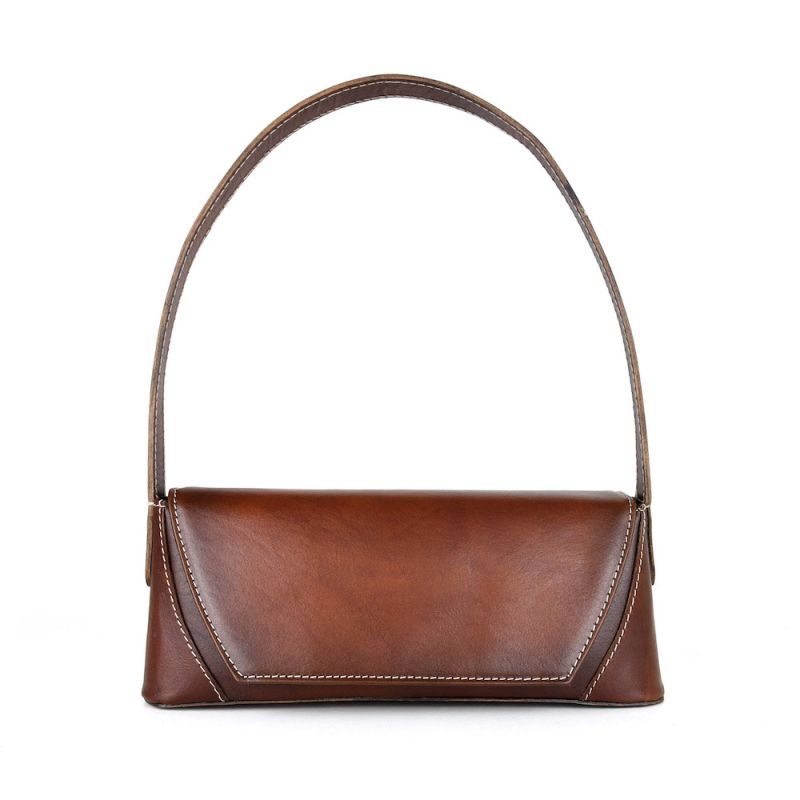 Kožená kabelka ručne tieňovaná v cigaro farbe