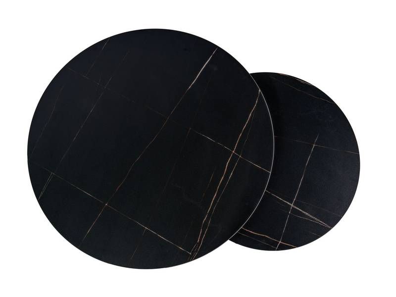 Set konferenčných stolíkov, 80x80cm, čierny efekt mramoru, Signal, FERRANTE D