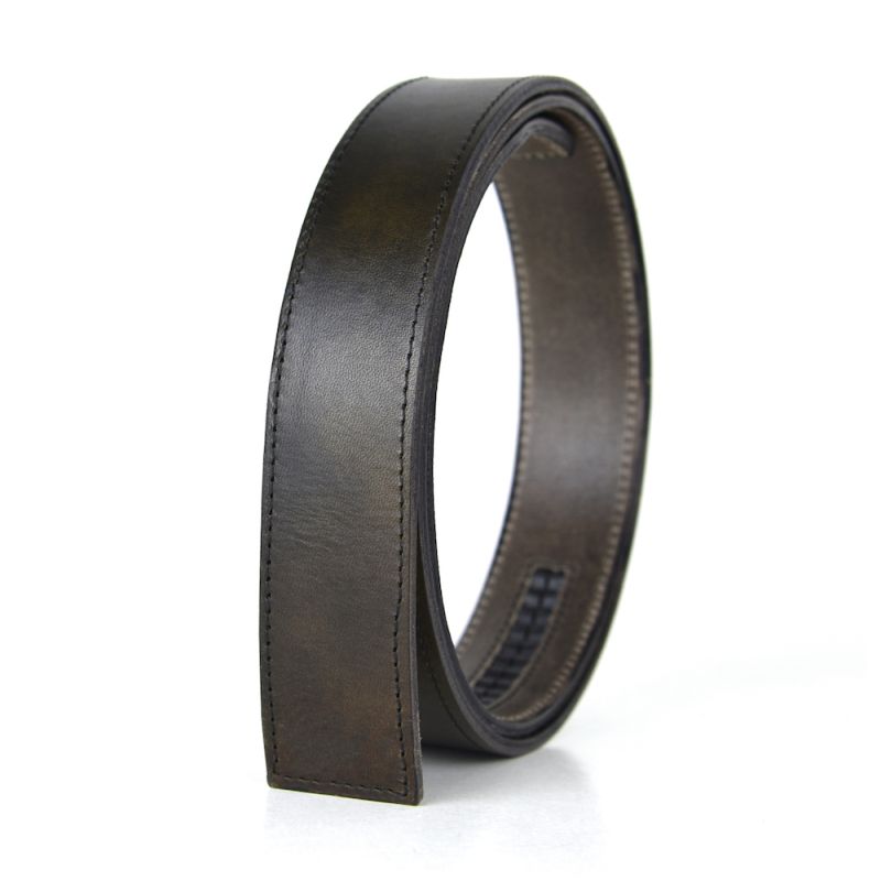 Kožený remeň pre opasky s automatickou prackou, šírka 3.5cm, olivová farba