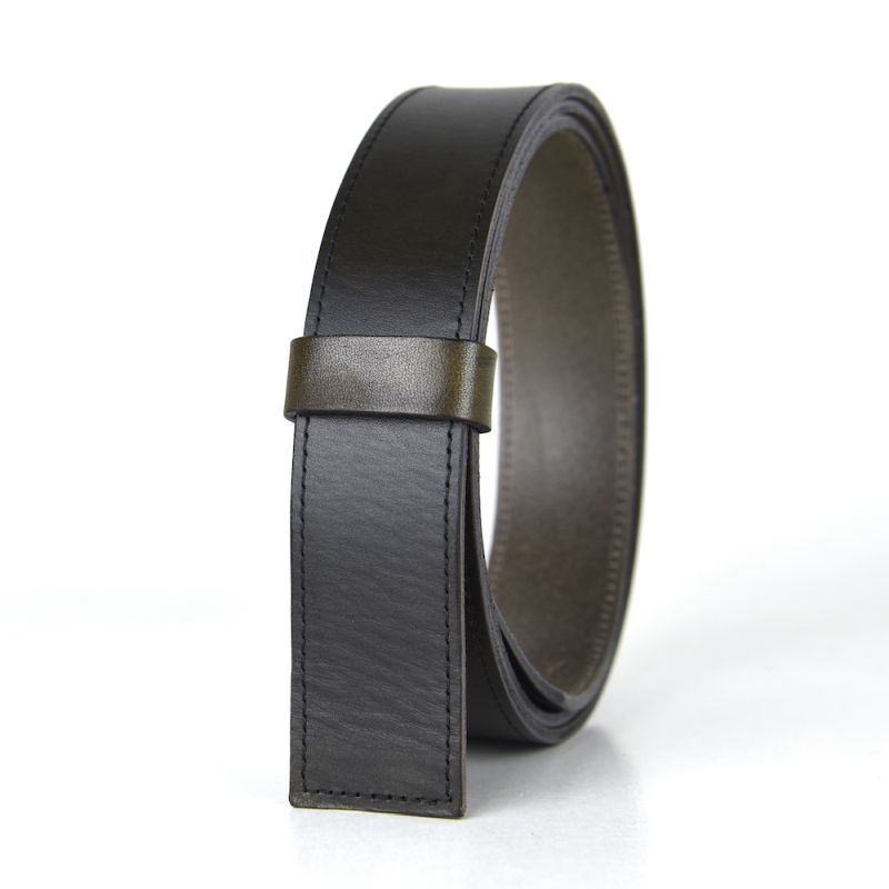 Kožený remeň pre opasky s prackou na brzdu, šírka 3.5cm, olivová farba