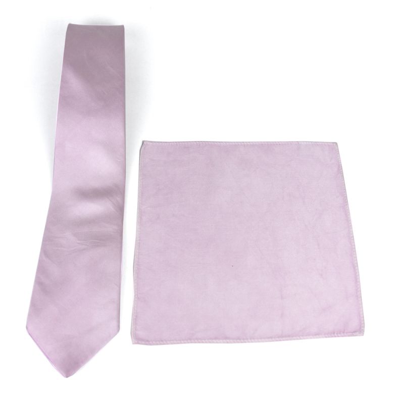 Hodvábna kravata + vreckovka v staro ružovej farbe, Slovenská výroba 100% hodváb