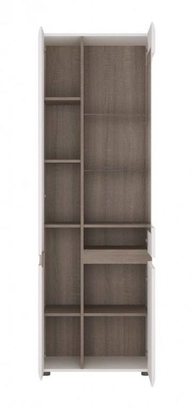 Vitrína, 64cm, biela, biely lesk, dub truflowy, LYNATE TYP 01P