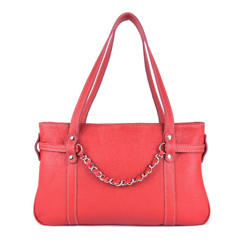 Dámska kožená kabelka z pravej kože č.8331, červená farba