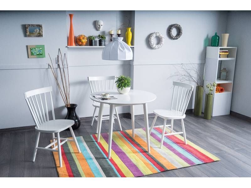 Jedálenský stôl, okrúhly 90cm, MDF, biely, Signal, LARSON 90