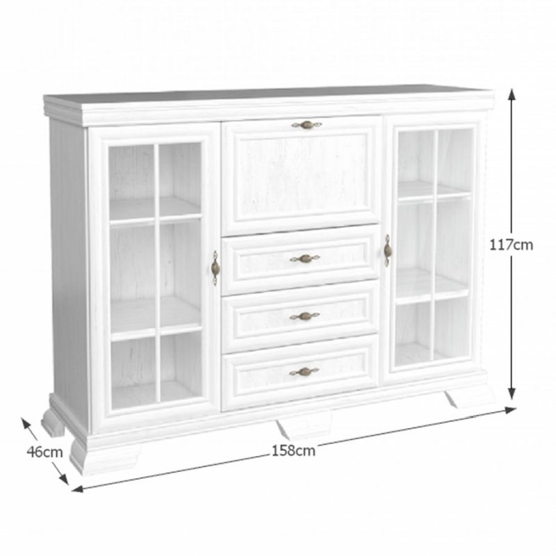 Vitrína, 158cm,  výklopná barová skrinka, sosna andersen, KORA KK6 NEW