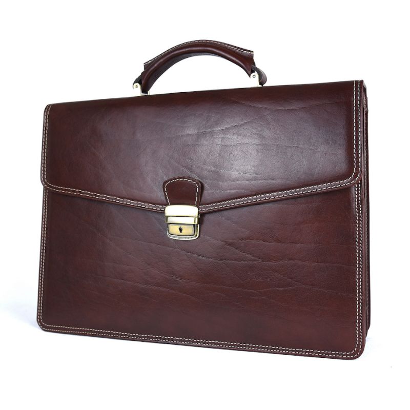Luxusná moderná kožená aktovka z pravej kože v tmavo hnedej farbe č.8129