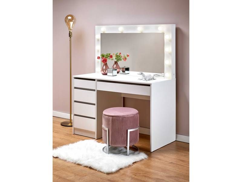 Toaletný stolík, 120cm, biely, HALMAR, HOLLYWOOD XL