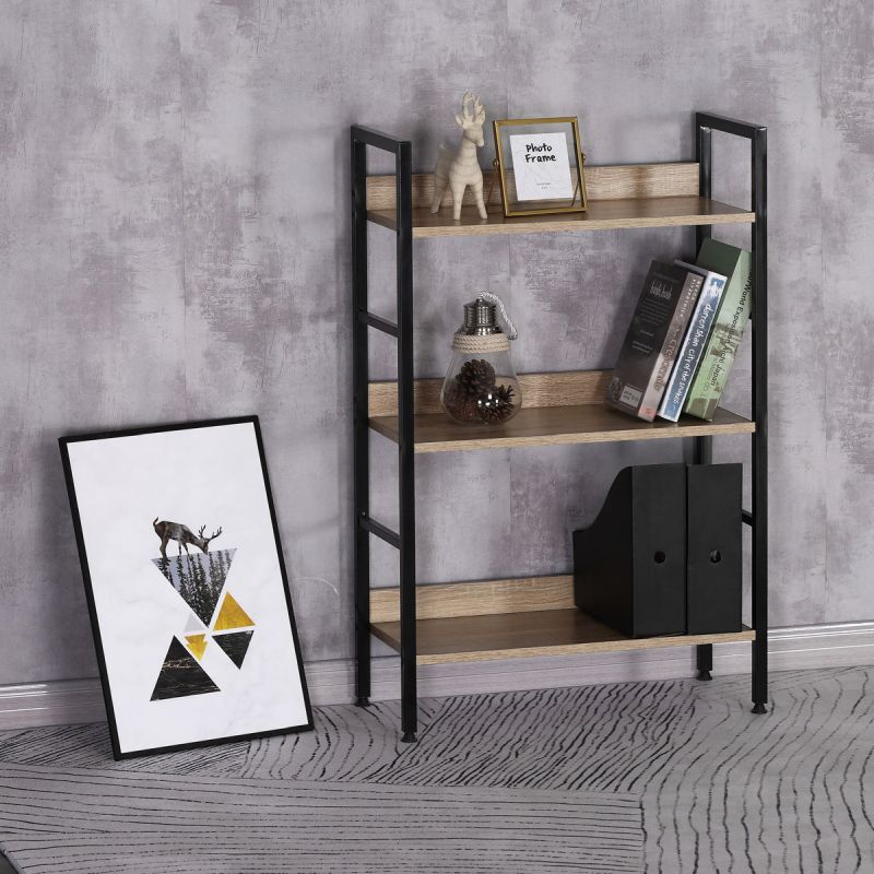 Regál, 60cm, kov, MDF, dub, GD-313 OAK