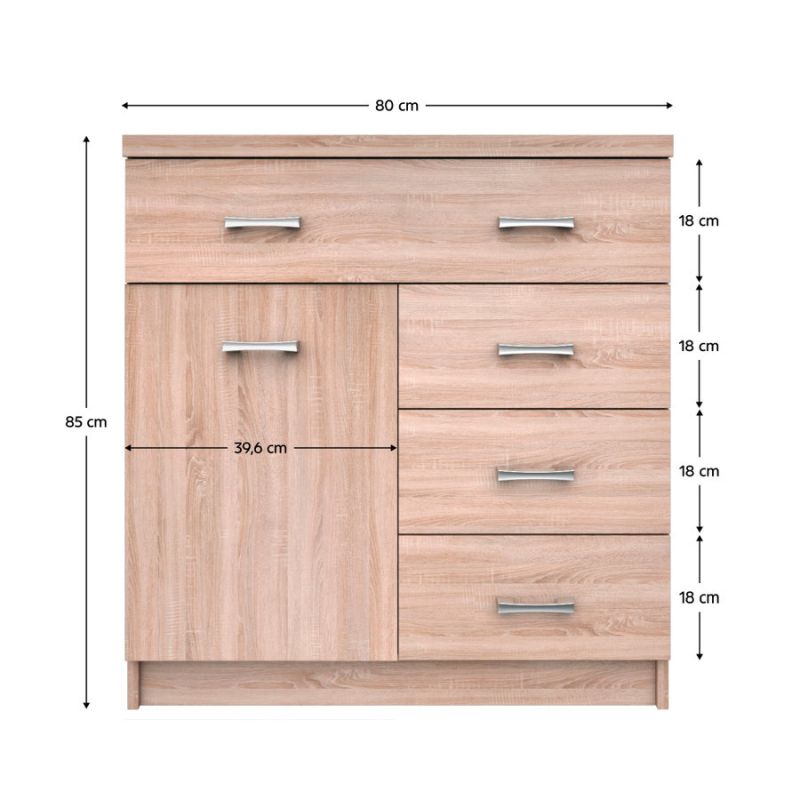 Komoda, 80cm, kombinovaná, dub sonoma, TOPTY TYP 20 1D4S