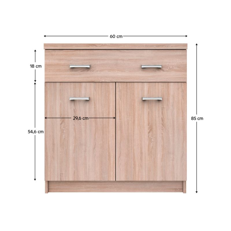 Komoda, 60cm, kombinovaná, dub sonoma, TOPTY TYP 42 2D1S60