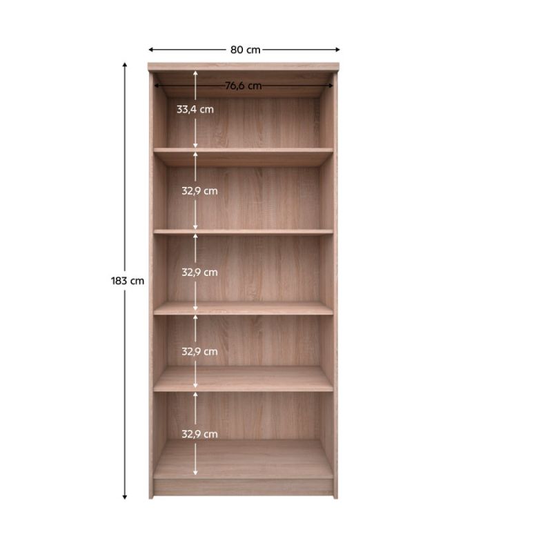 Regál, 80cm, otvorený, vysoký, dub sonoma, TOPTY TYP 27