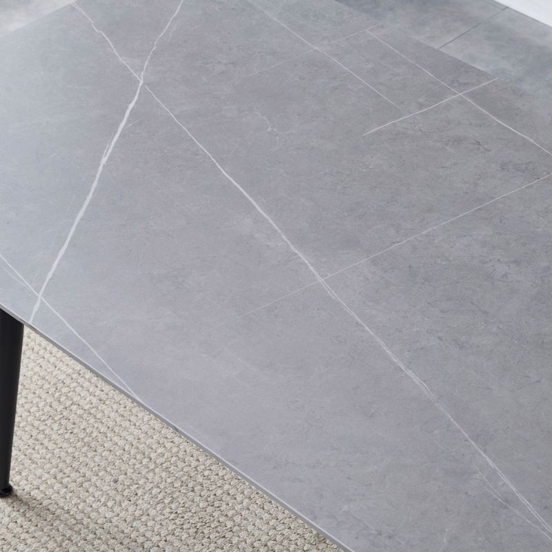 Jedálenský stôl 130x70cm, keramika, kov, sivý, HT-403M GREY
