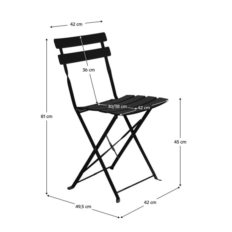 Záhradný set, 1+2, čierny, oceľ, OBAX