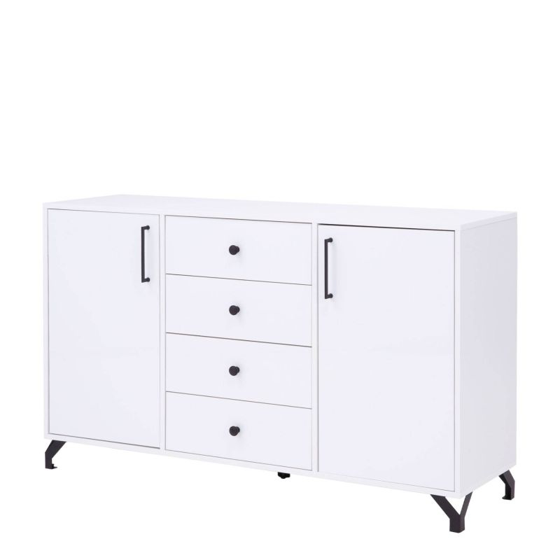 Komoda, 140cm, kombinovaná, biela, BERGEN BE6