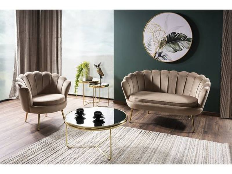 Konferenčný stolík, 74x74cm, zlatý, čierny, Signal, SCARLET