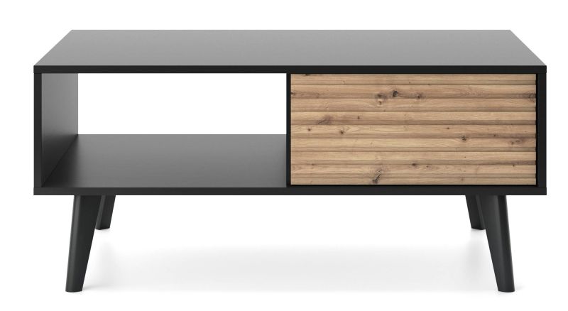 Konferenčný stolík, 104x68cm, dub artisan, čierny, WILLOW L104
