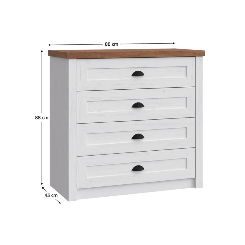 Komoda, 88cm, sosna andersen, dub lefkas, PROVANCE K4