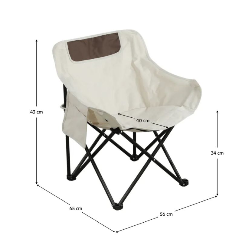 Kempingové kreslo, kov čierny, látka béžová, URAO