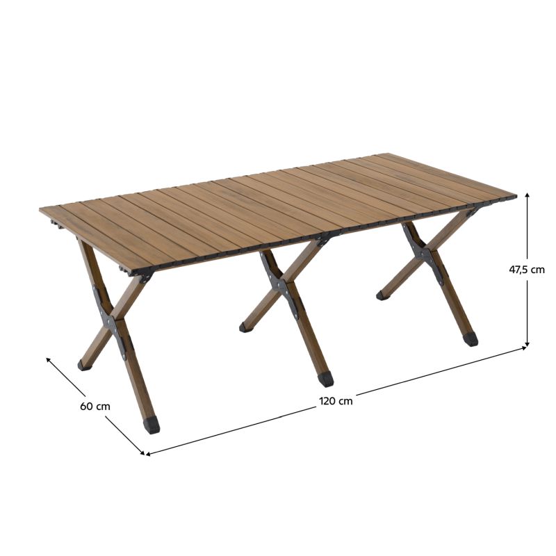 Kempingový stôl, 120x60cm, hnedý, ARTUR