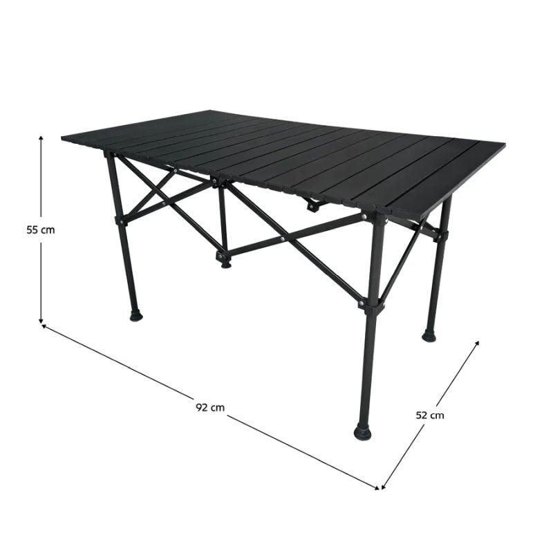 Kempingový stôl, 92x52cm, čierny, MAKUR