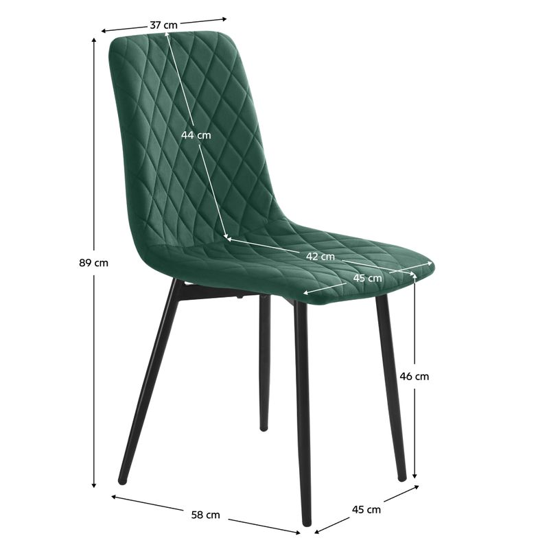 Jedálenská stolička, smaragdová Velvet látka, nohy kov čierny, DAMIA TYP 2