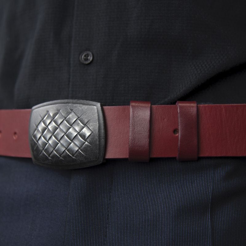 Kožený opasok SHIELD, Slovenská výroba - Bordová