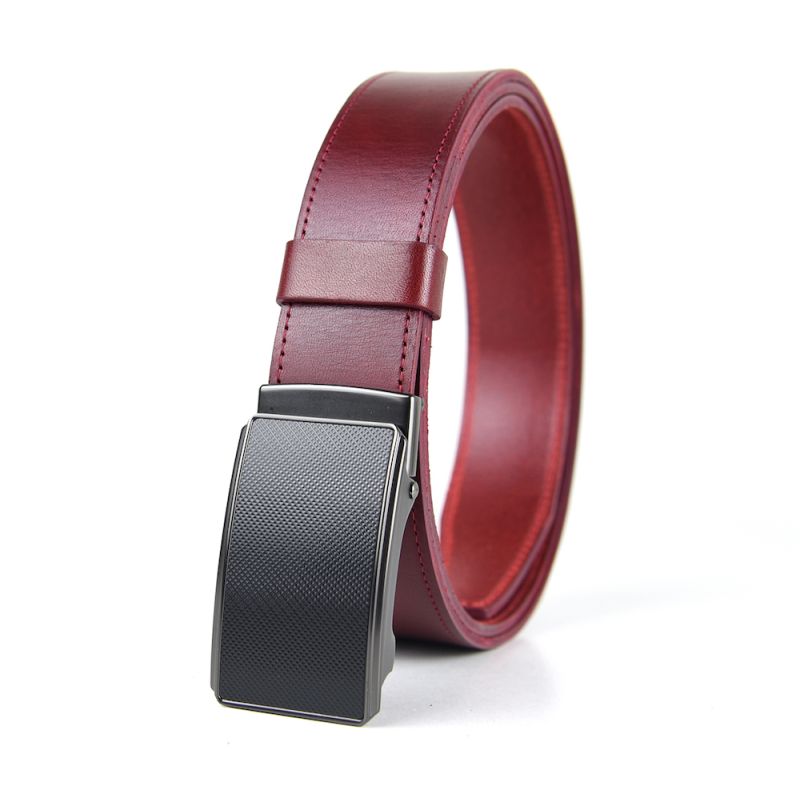 Kožený opasok s brzdou, šírka 3.5cm, FIBER - Bordová