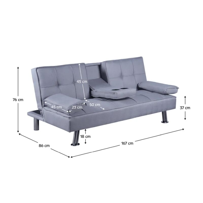 Rozkladacia pohovka, sivá látka, GOLDIA NEW